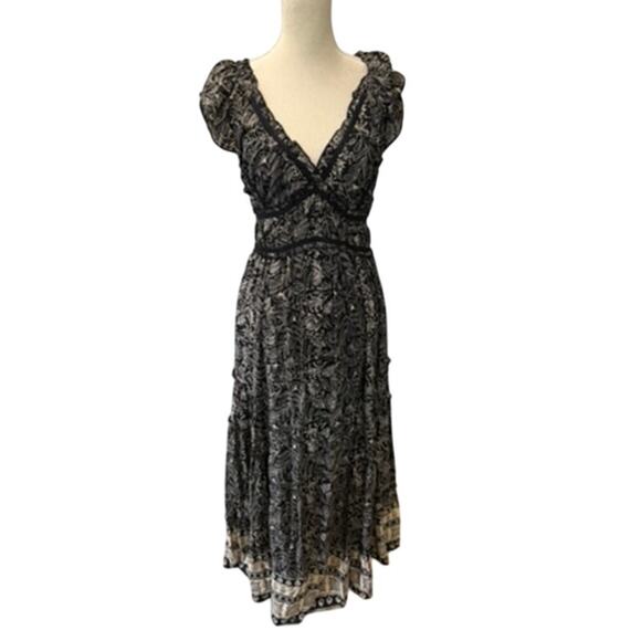 "ANGIE" Maxi Sundress SZ L Babydoll Summer Boho Layered Hippie Criss Cross Rayon - Picture 1 of 9
